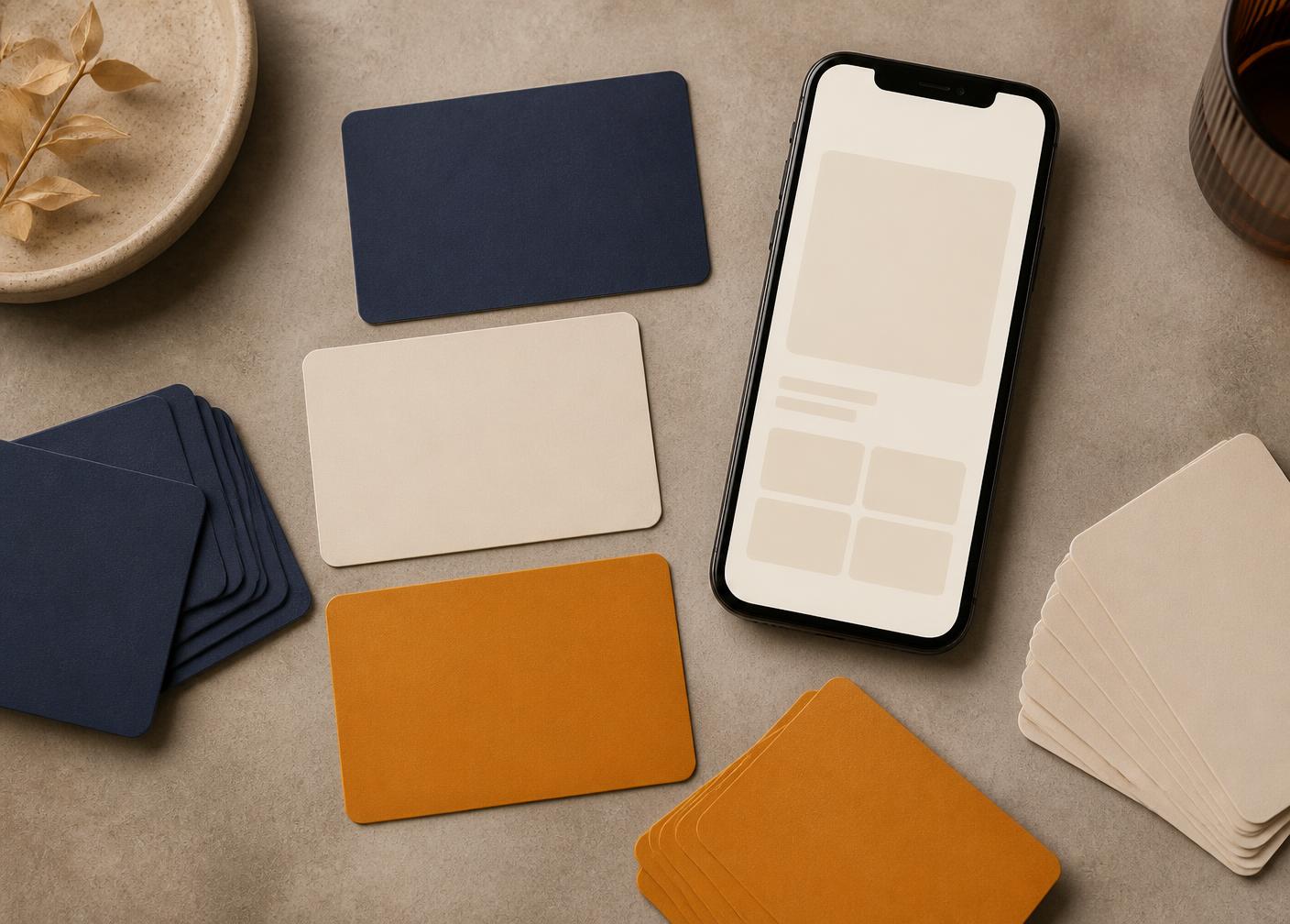 Gift cards and a rewards app on a phone